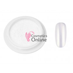 Pigment Metalic Mirror Effect pentru Gel UV sau Acril, NADP014UU Alb Fulgi de Cristal + 2 aplicatoare 